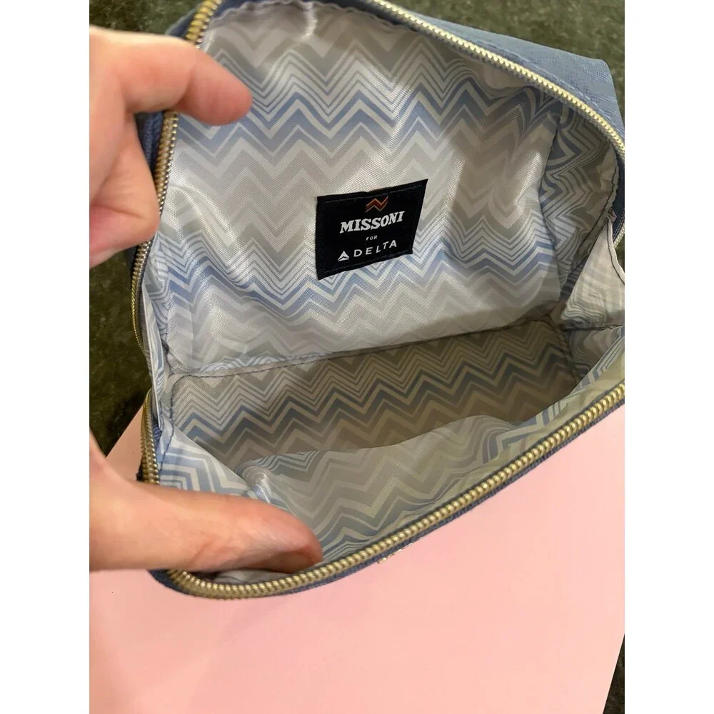 Missoni Blue Chevron Cosmetic Bag Pouch